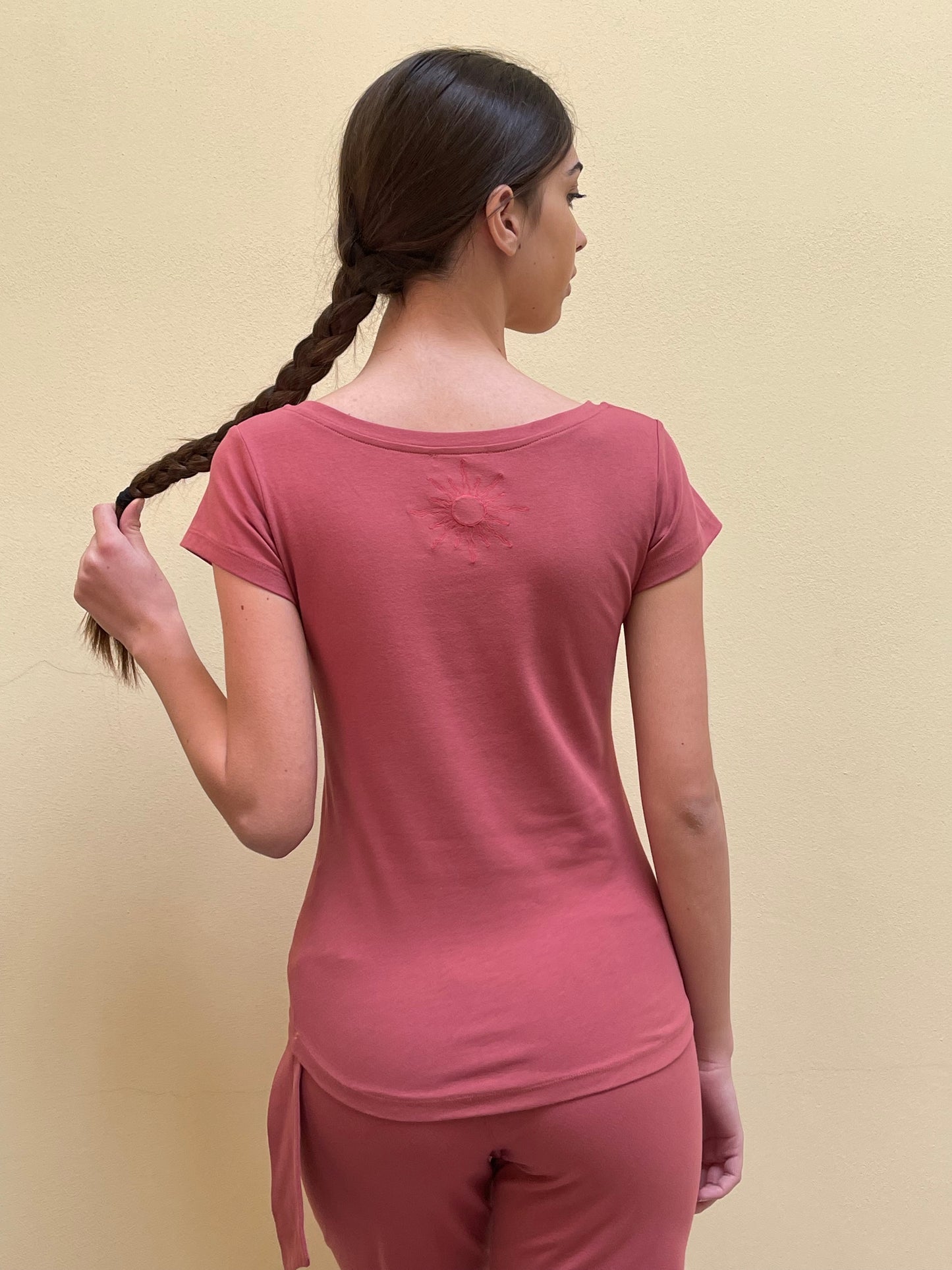 Maglia corallo donna yoga pilates tempo libero viaggi